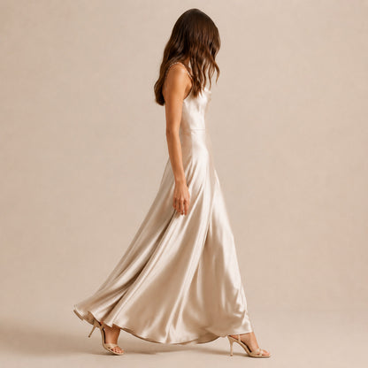 Satin Cowl Neck Maxi Dress