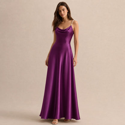 Satin Cowl Neck Maxi Dress