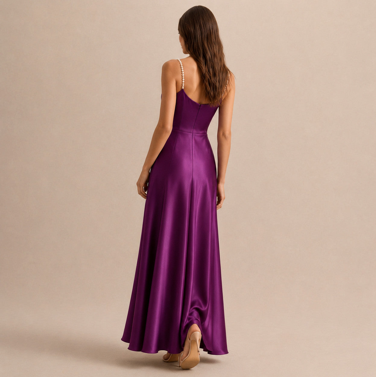 Satin Cowl Neck Maxi Dress