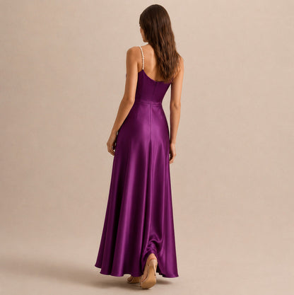 Satin Cowl Neck Maxi Dress