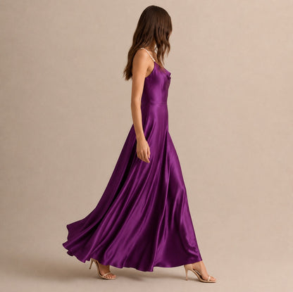 Satin Cowl Neck Maxi Dress