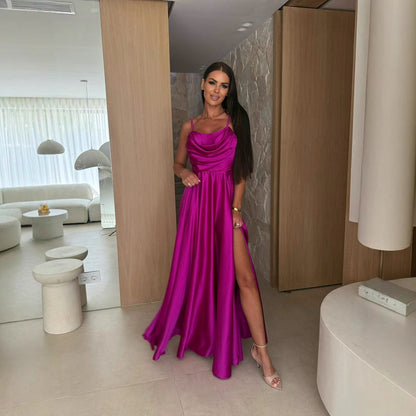 Satin Cowl Neck Maxi Dress
