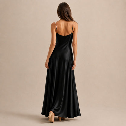 Satin Cowl Neck Maxi Dress