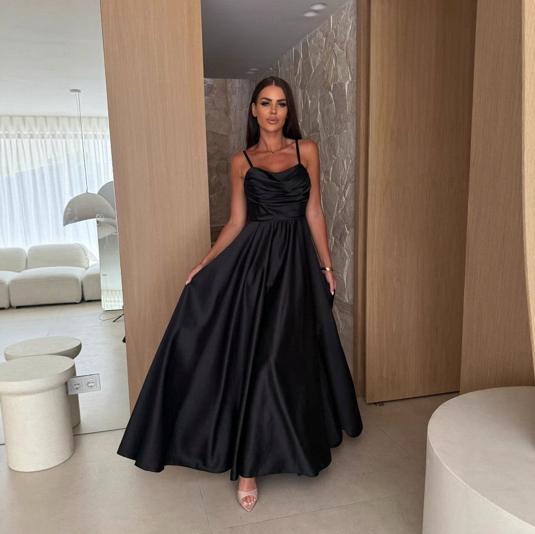 Satin Cowl Neck Maxi Dress