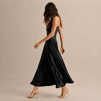 Satin Cowl Neck Maxi Dress