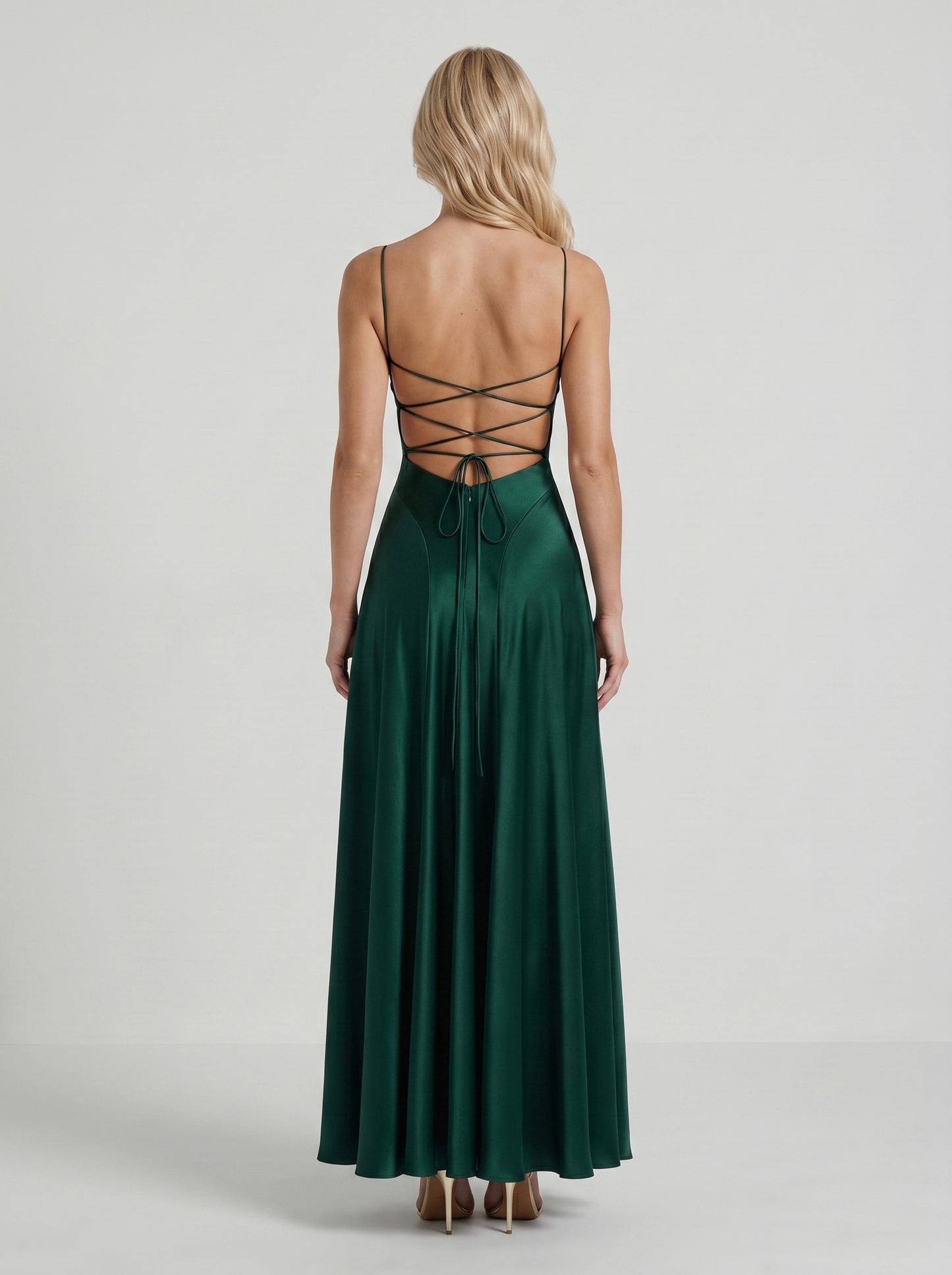 Satin Cowl Neck A-Line Maxi Dress
