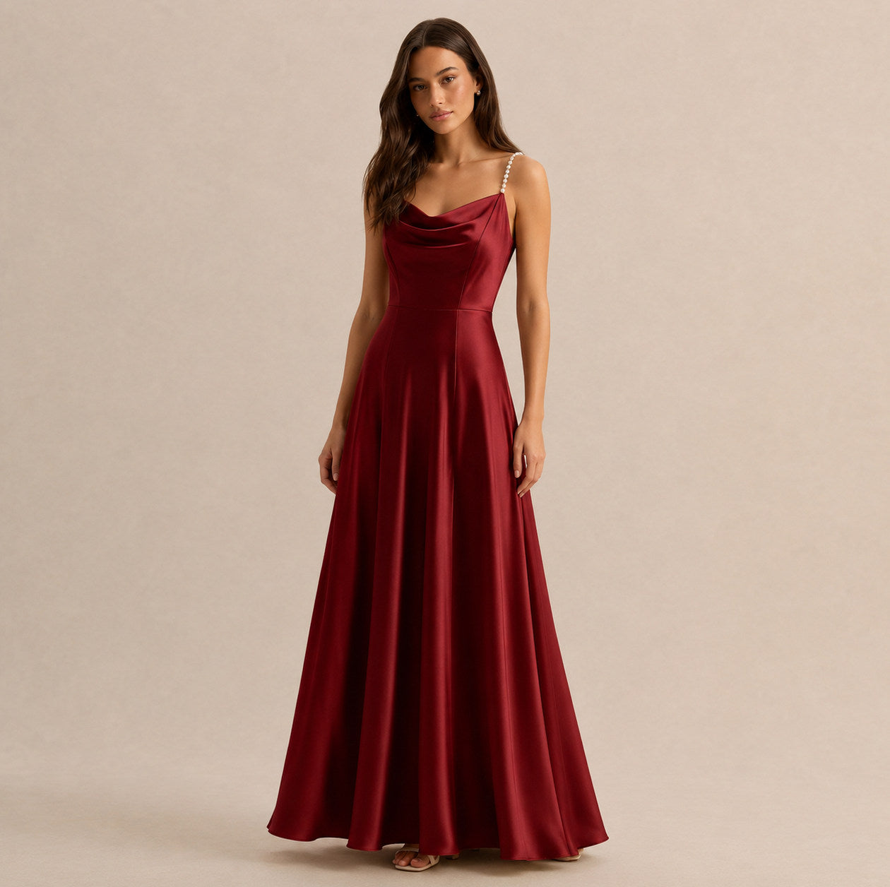 Satin Cowl Neck Maxi Dress