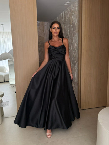 Satin Cowl Neck Maxi Dress