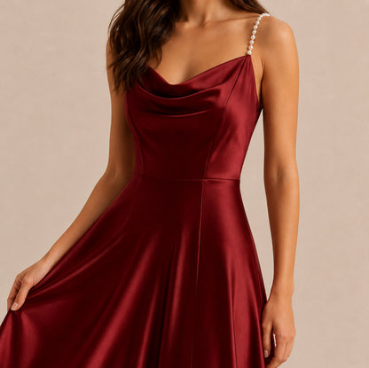 Satin Cowl Neck Maxi Dress