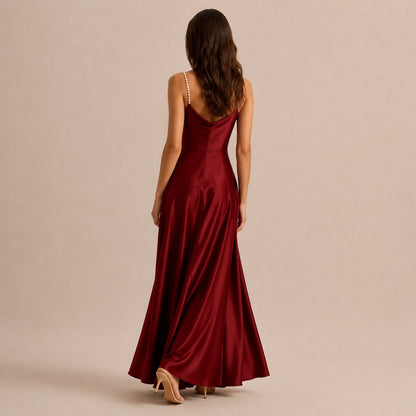 Satin Cowl Neck Maxi Dress