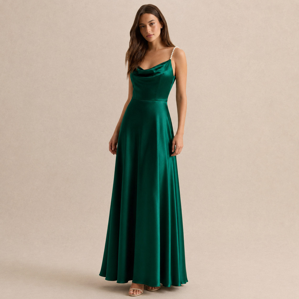 Satin Cowl Neck Maxi Dress