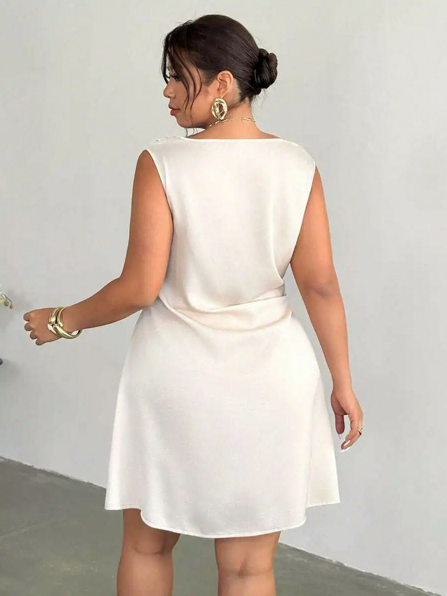Satin Cowl Neck Mini Dress