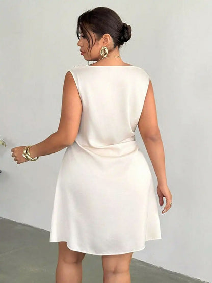 Satin Cowl Neck Mini Dress