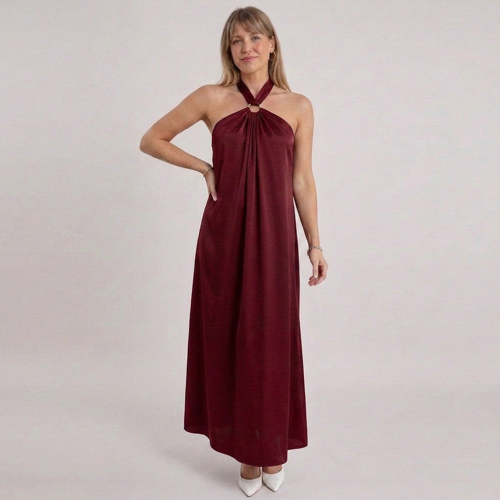 Satin Halter Maxi Dress