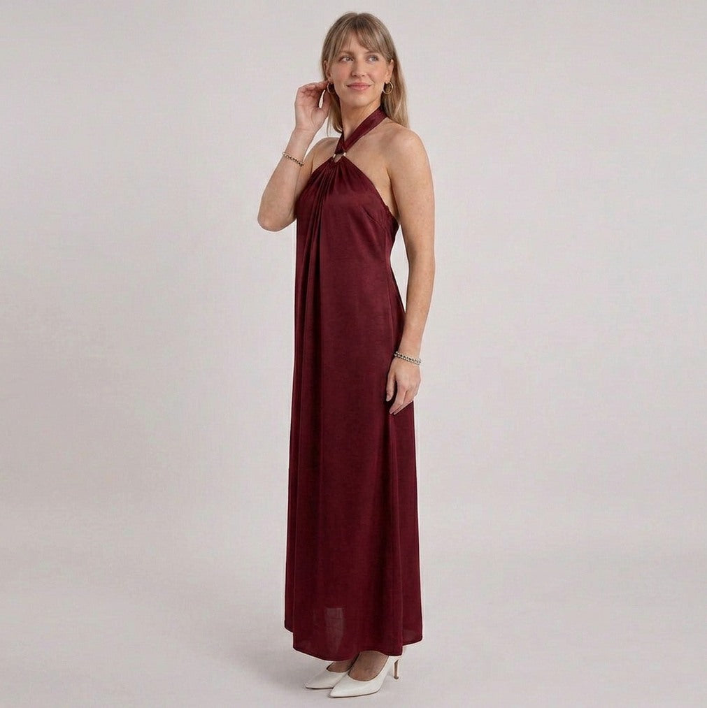 Satin Halter Maxi Dress