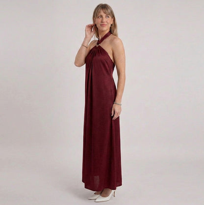 Satin Halter Maxi Dress