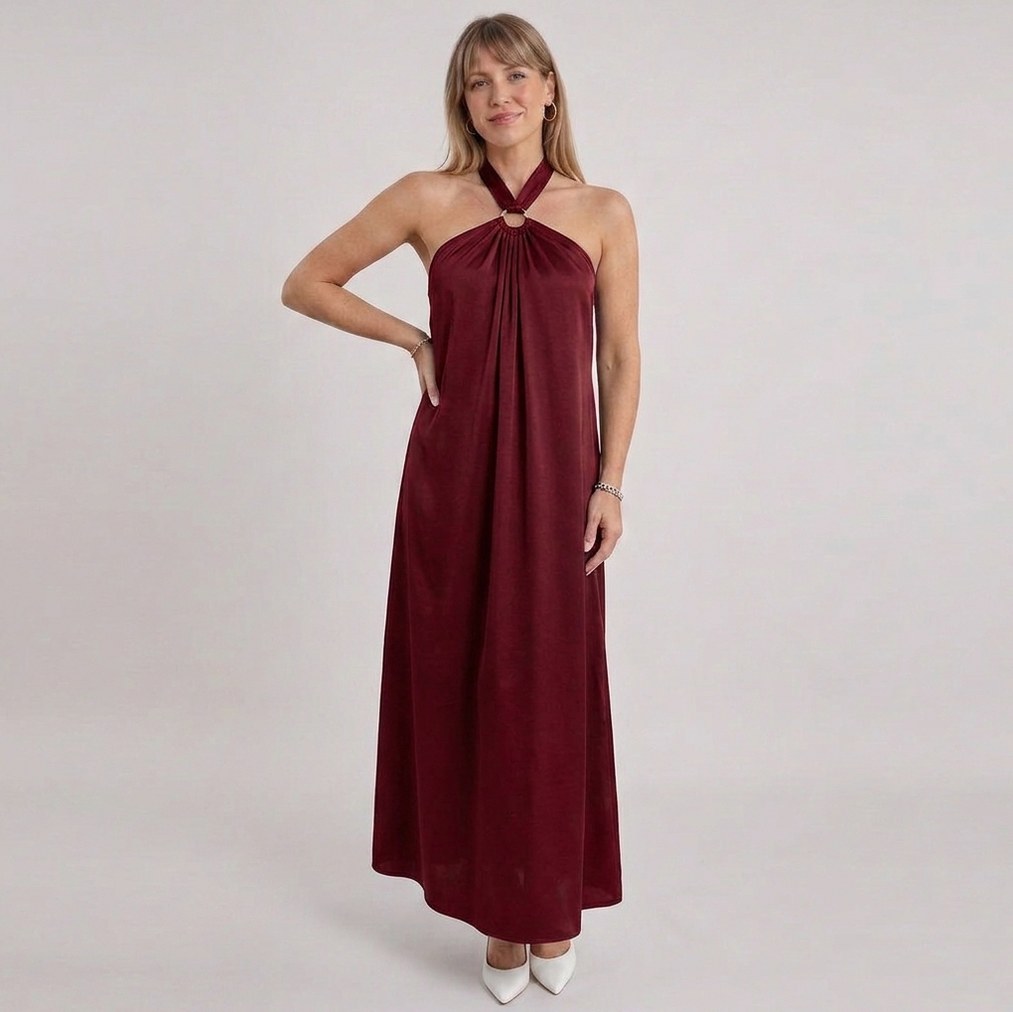 Satin Halter Maxi Dress