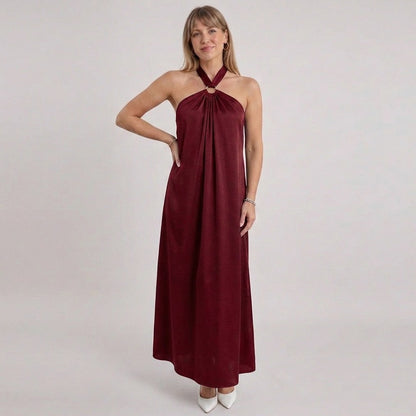 Satin Halter Maxi Dress