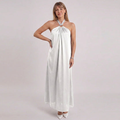 Satin Halter Maxi Dress