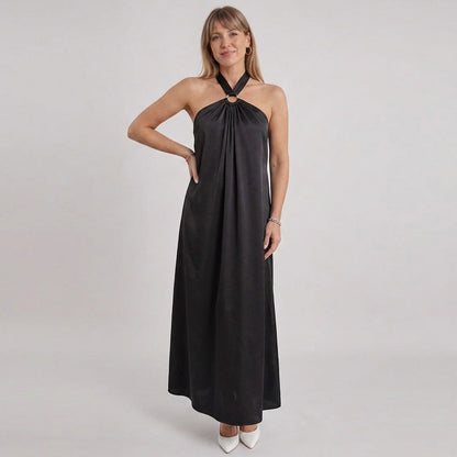 Satin Halter Maxi Dress