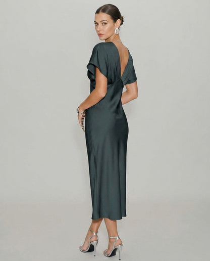 Satin Kimono Sleeve Maxi Dress