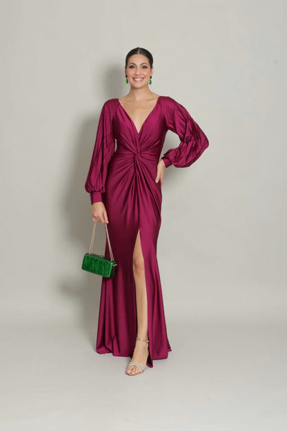 Satin Long Sleeve Maxi Dress