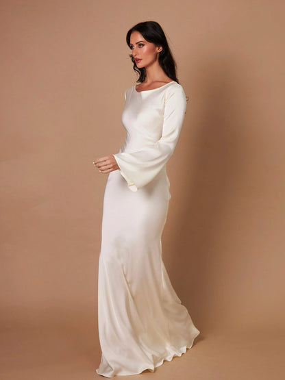 Satin Long Sleeve Maxi Dress
