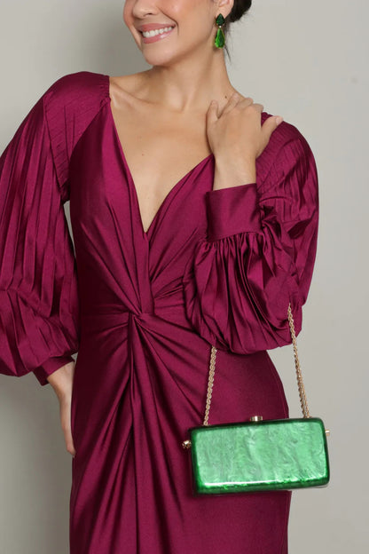 Satin Long Sleeve Maxi Dress