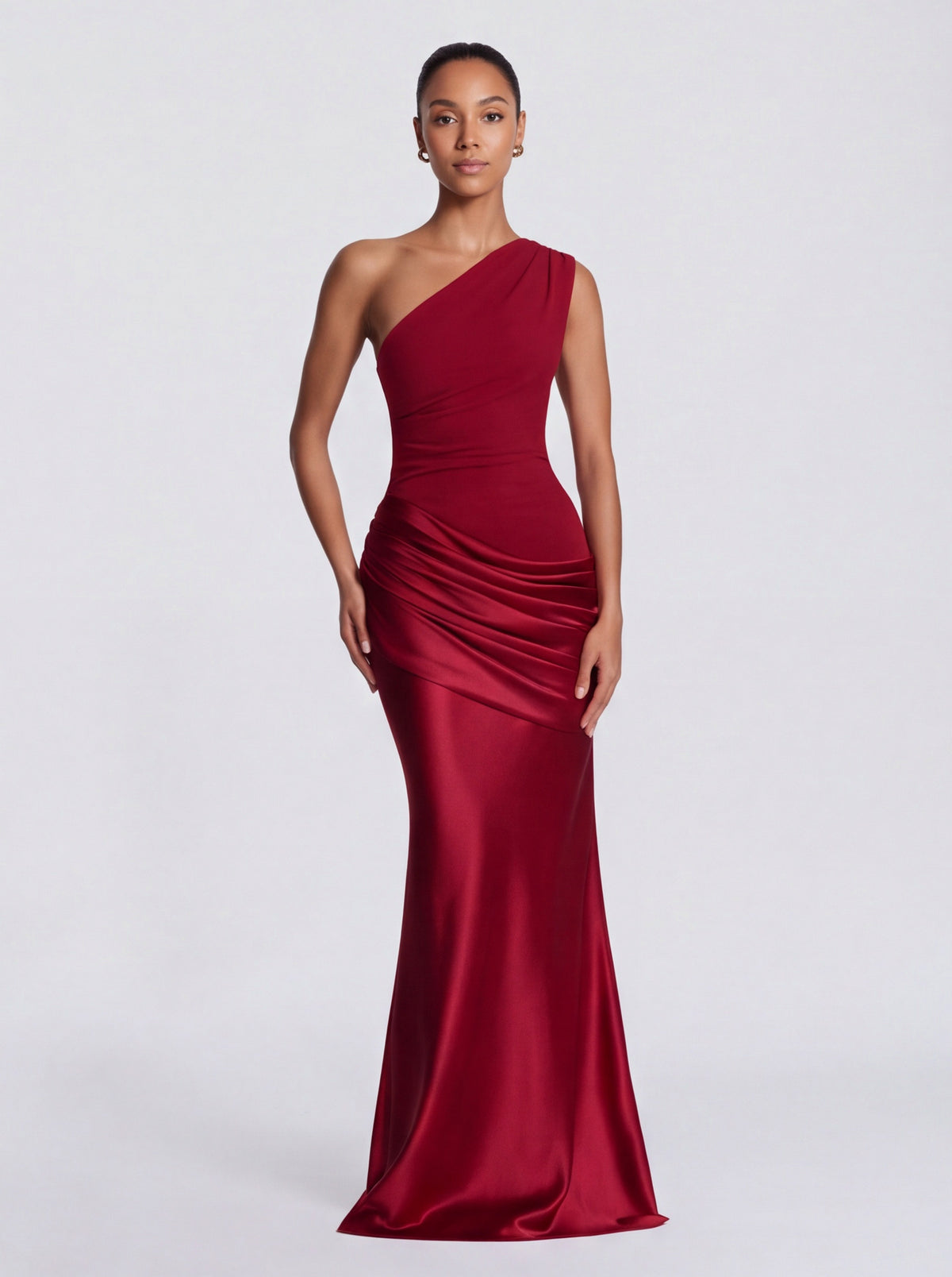 Satin One Shoulder Drop Waist Maxi Dress