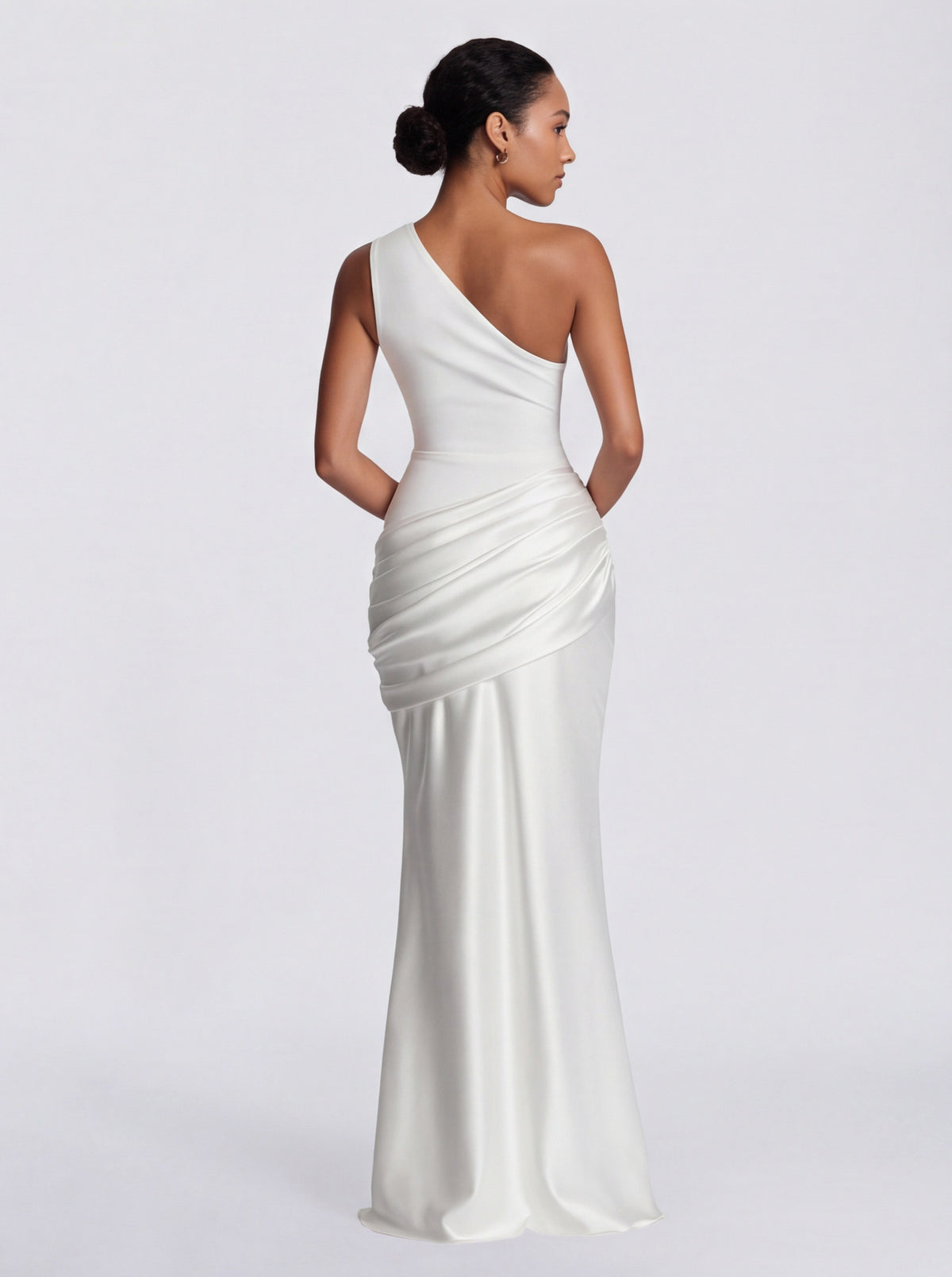 Satin One Shoulder Drop Waist Maxi Dress