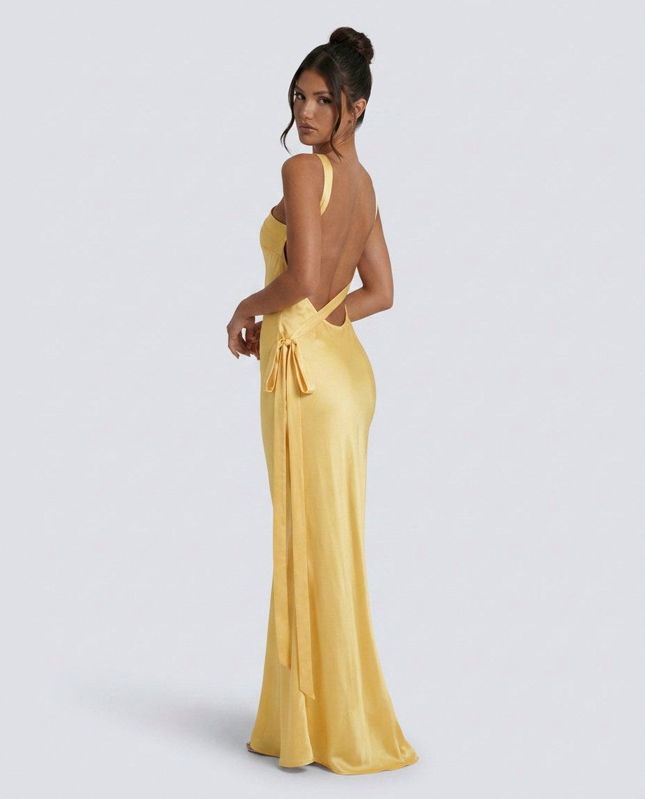 Satin One Shoulder Maxi Dress