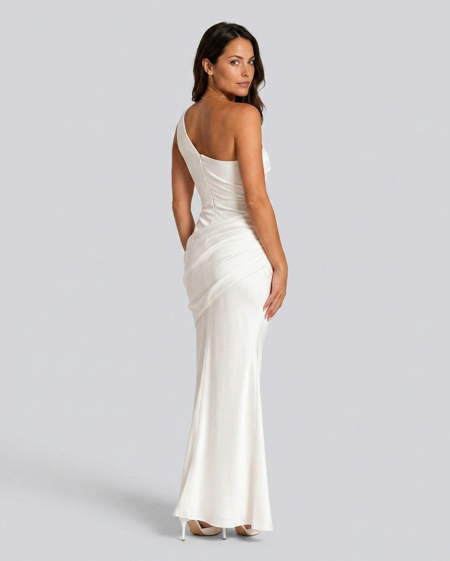 Satin One Shoulder Maxi Dress