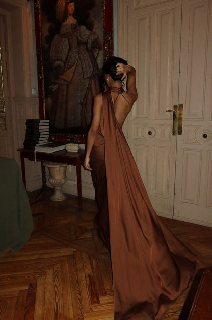 Satin One Shoulder Maxi Dress