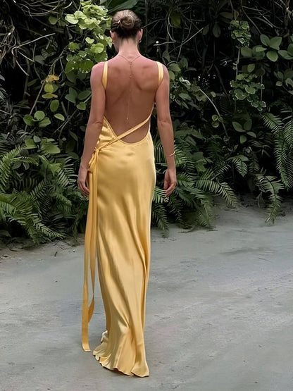 Satin One Shoulder Maxi Dress