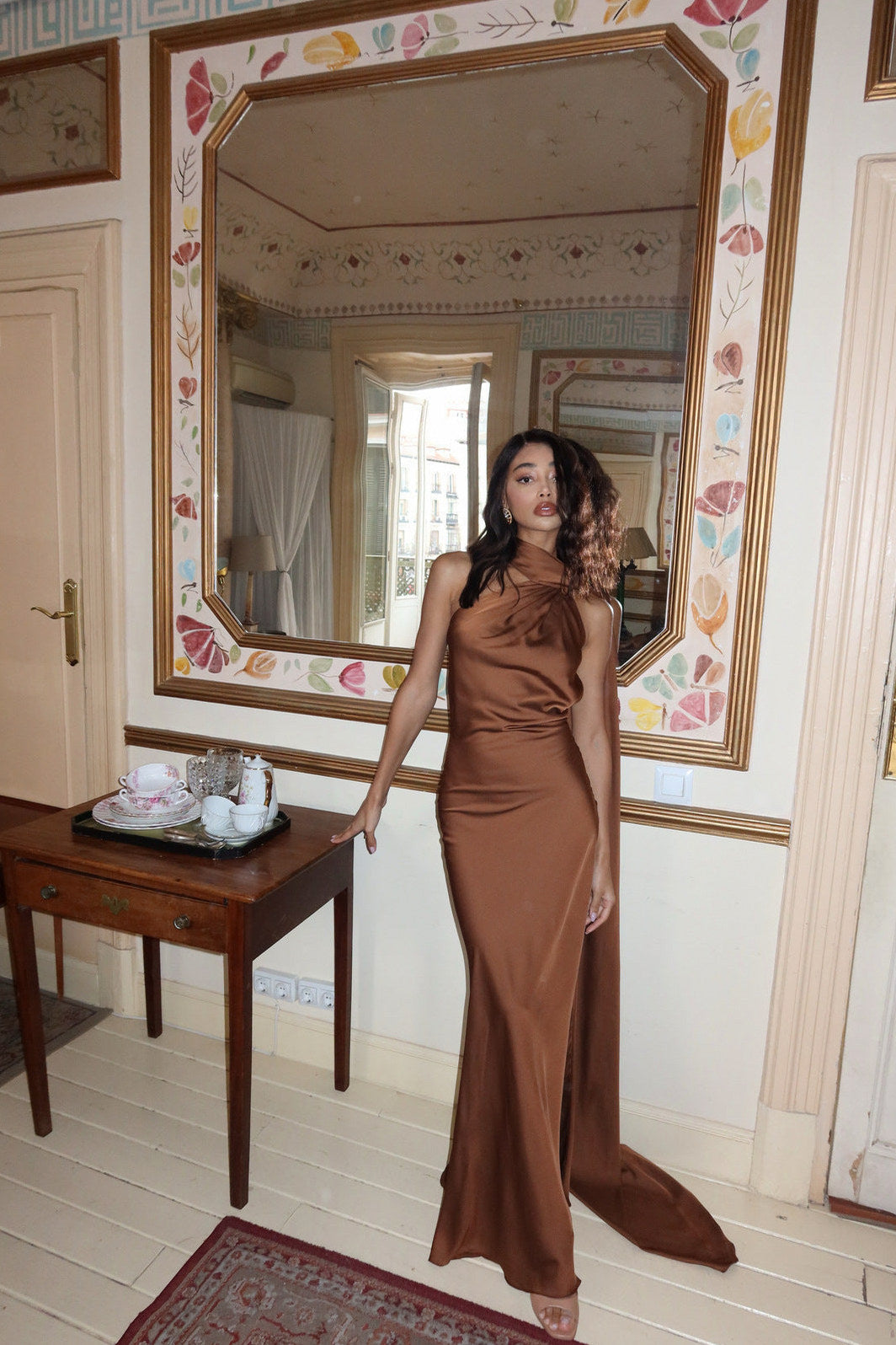 Satin One Shoulder Maxi Dress