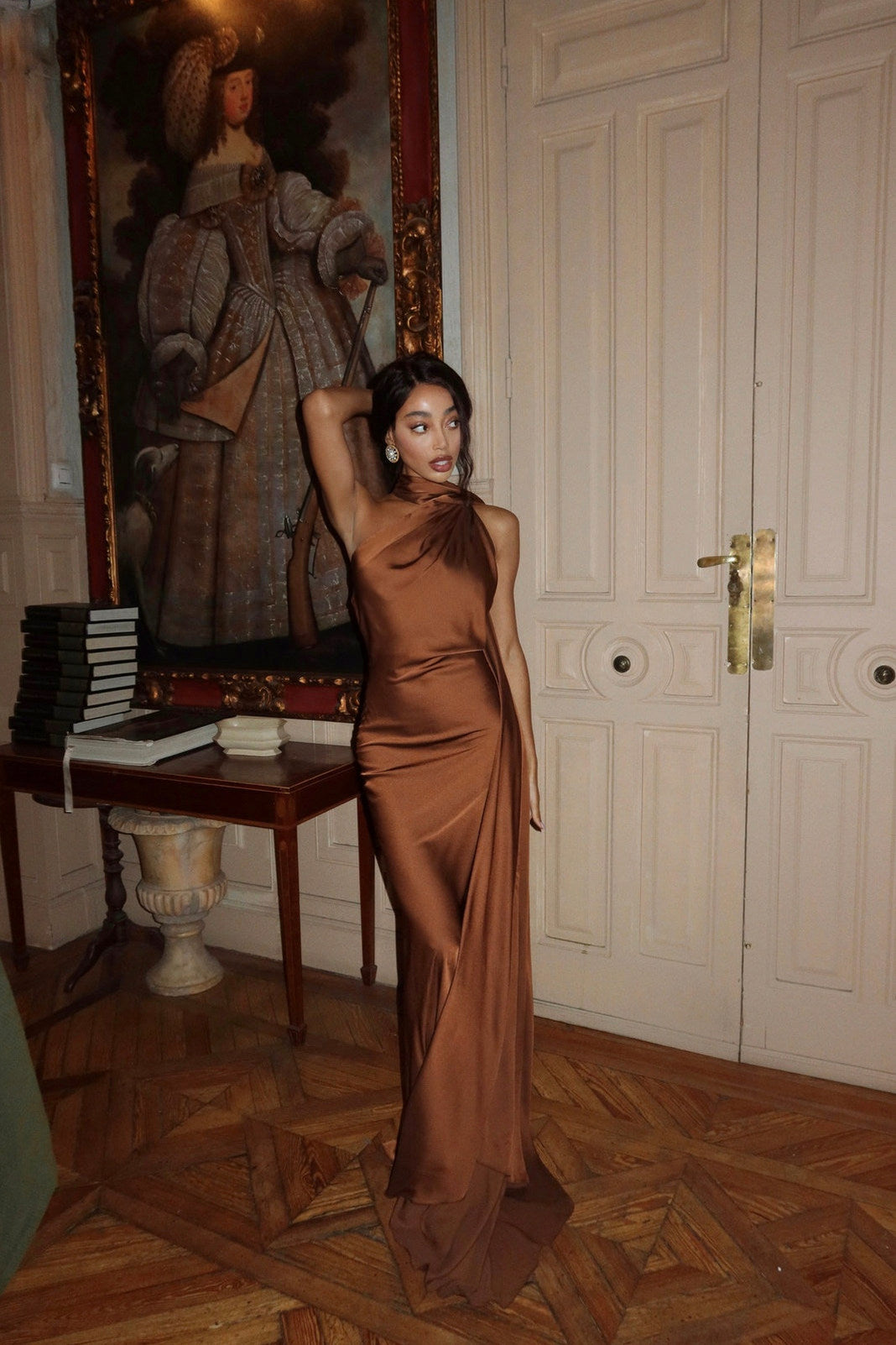 Satin One Shoulder Maxi Dress