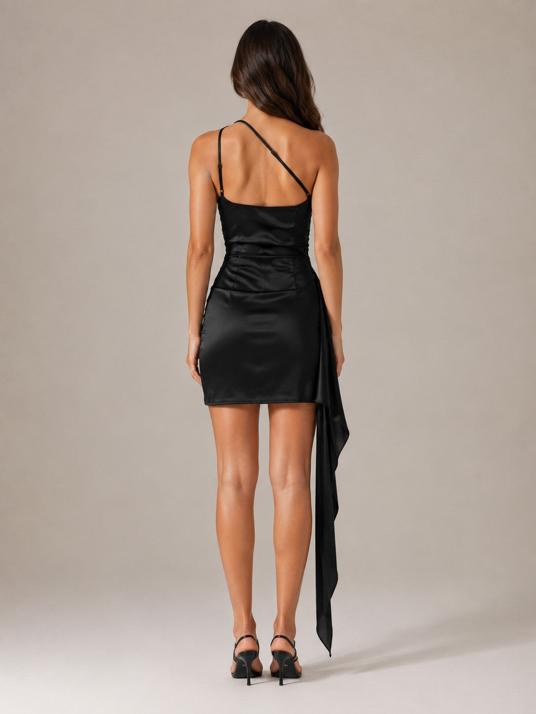 Satin One Shoulder Mini Dress
