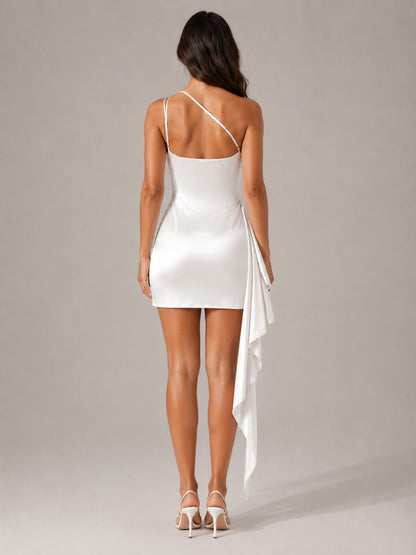 Satin One Shoulder Mini Dress