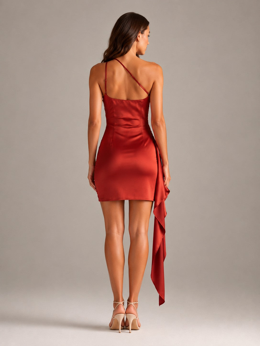 Satin One Shoulder Mini Dress