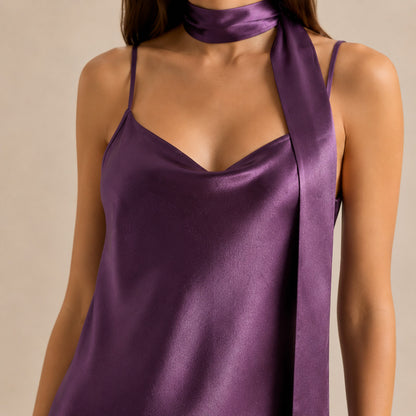 Satin Slip Scarf Maxi Dress