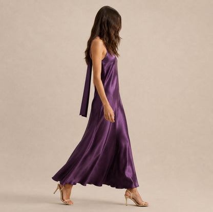 Satin Slip Scarf Maxi Dress