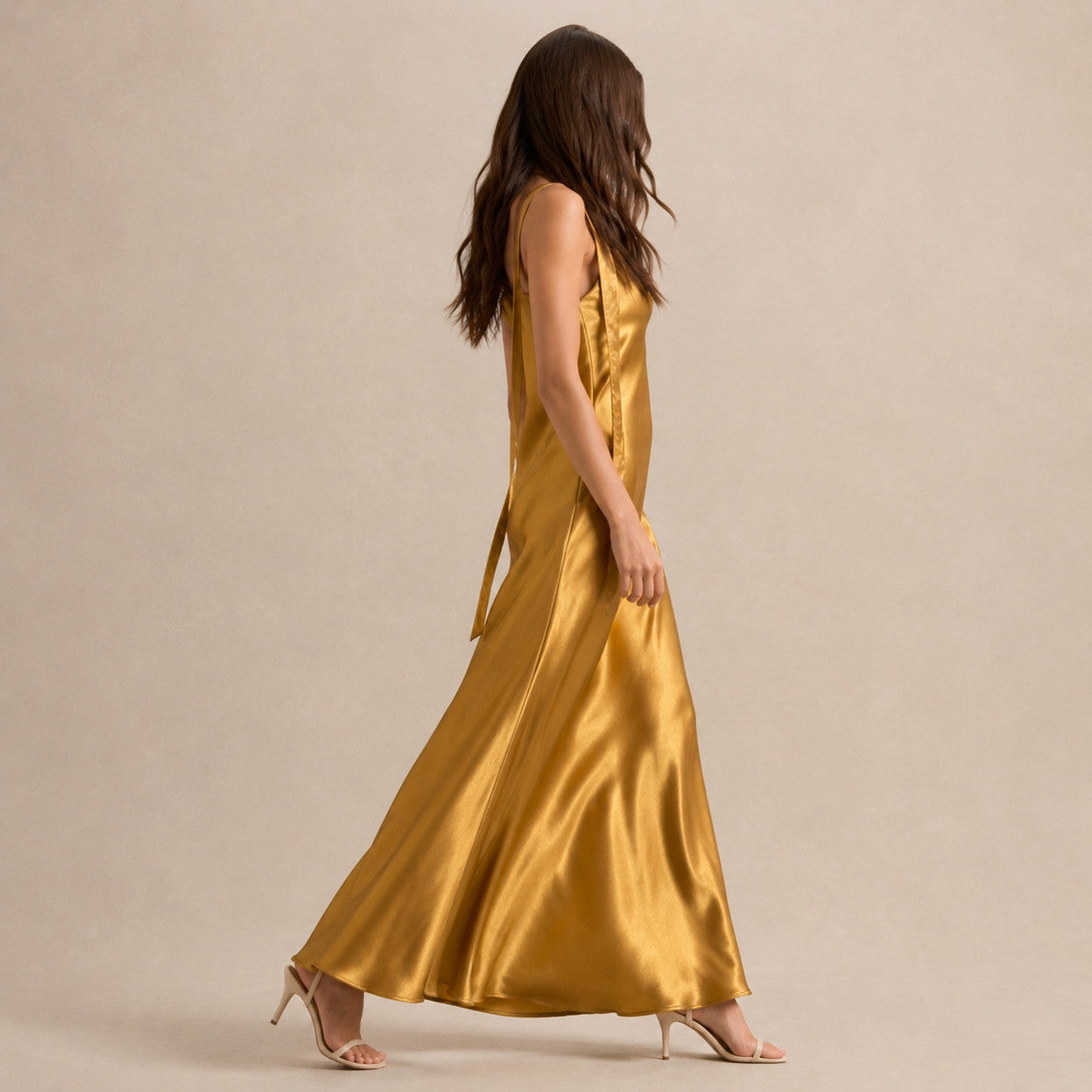 Satin Slip Scarf Maxi Dress