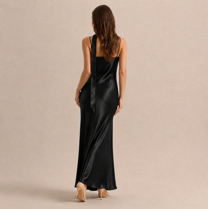 Satin Slip Scarf Maxi Dress