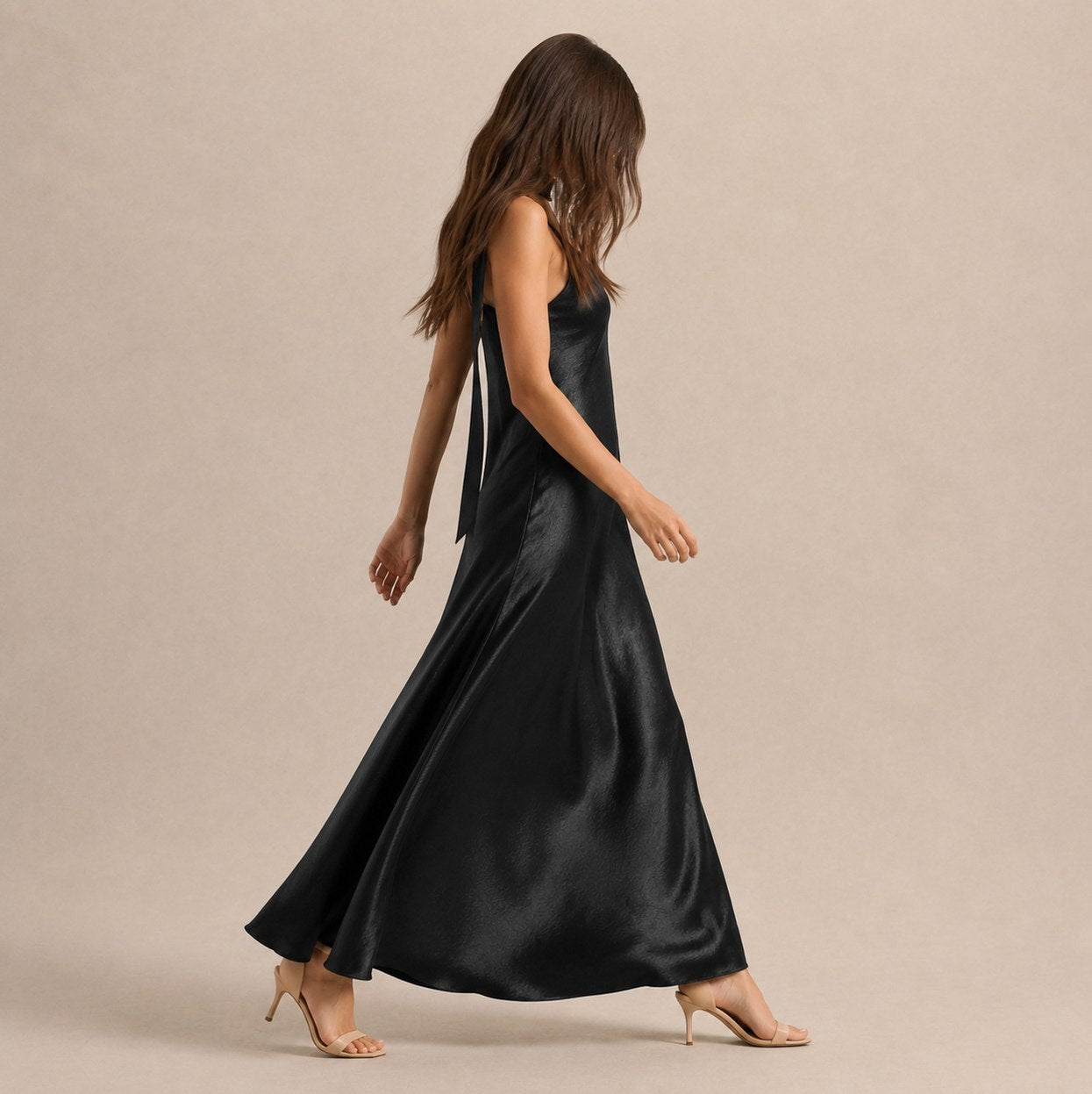Satin Slip Scarf Maxi Dress