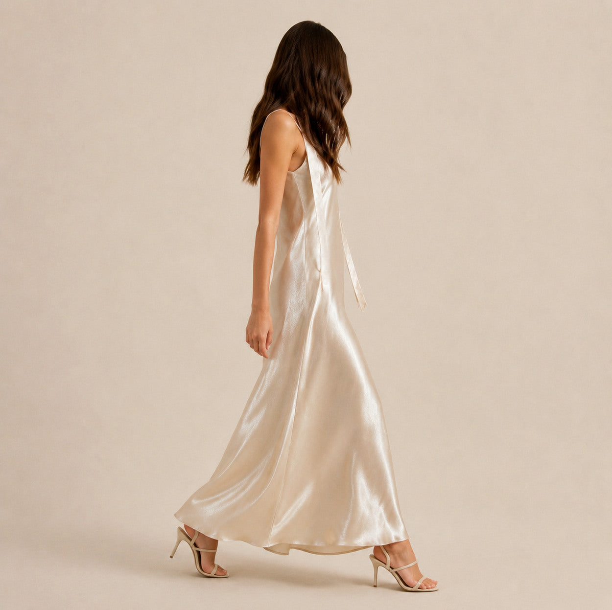 Satin Slip Scarf Maxi Dress
