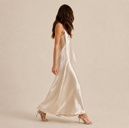 Satin Slip Scarf Maxi Dress