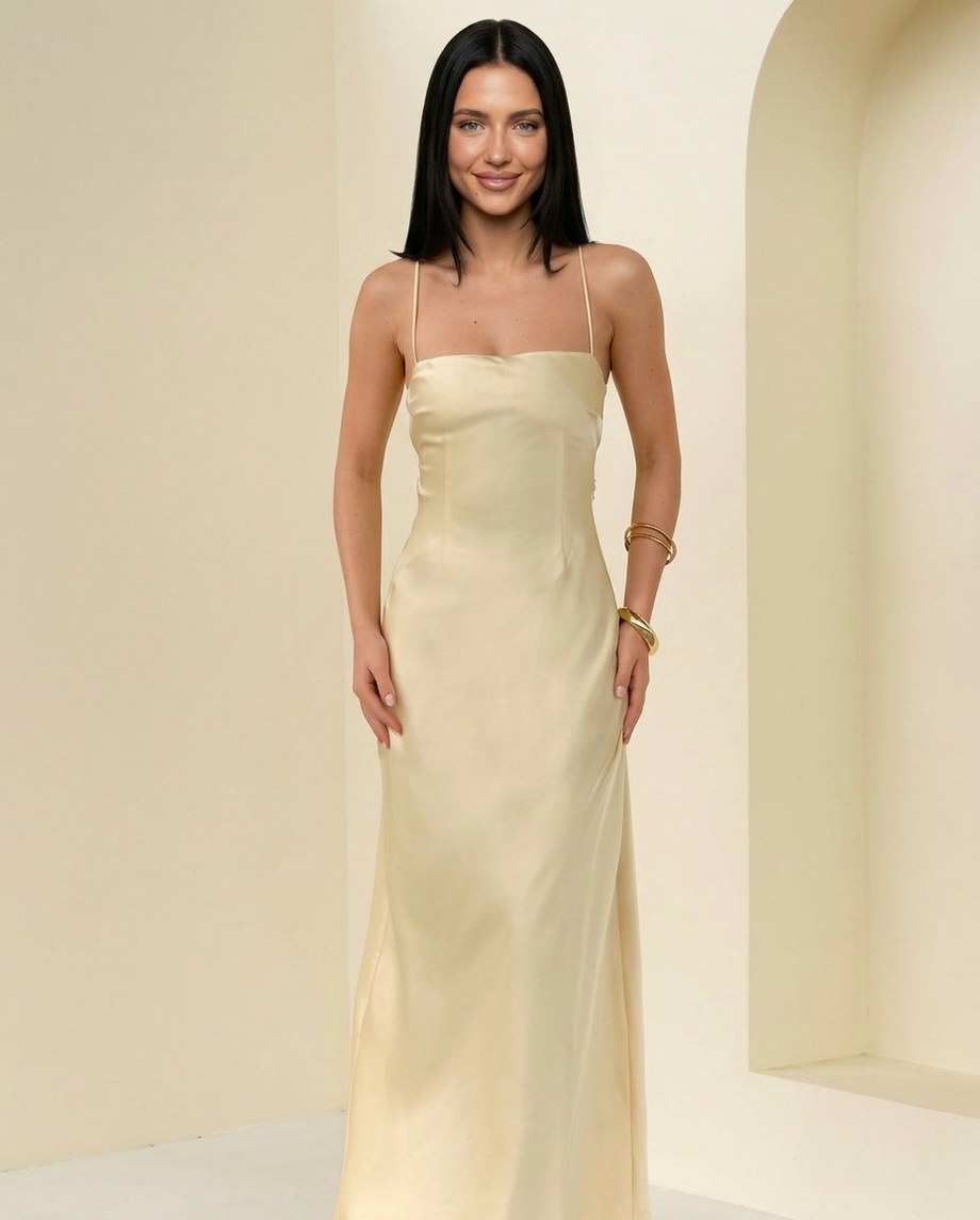 Satin Square Neck Slip Maxi Dress