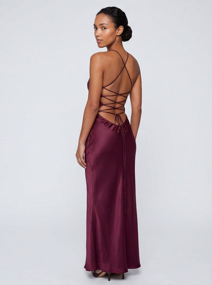 Satin Sweetheart Backless Maxi Dress