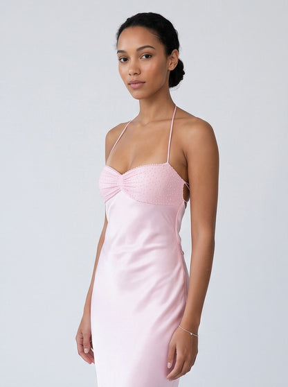 Satin Sweetheart Backless Maxi Dress
