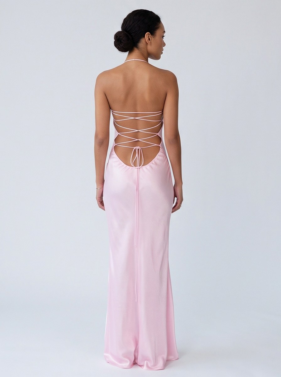 Satin Sweetheart Backless Maxi Dress
